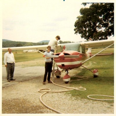 Student Pilot Glenn Kane at Stormville in 1968 with 'Mac' MacAdams   supervising.