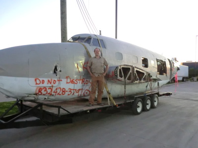 Jason Barnett with remains of Lodestar N43WT